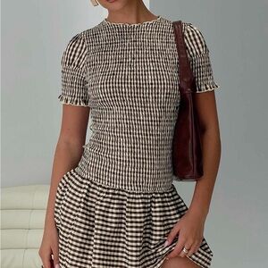 Princess Polly Brown Checkered Mini Dress